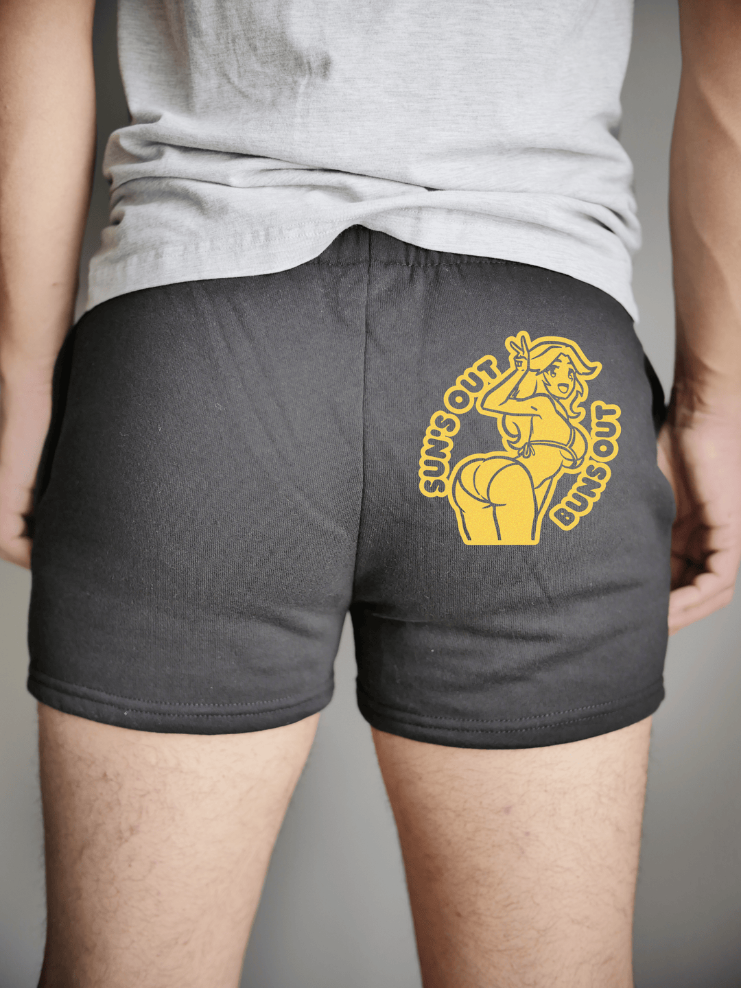 PixelThat Punderwear Shorts Black / S / Back Suns Out Buns Out Men's Gym Shorts