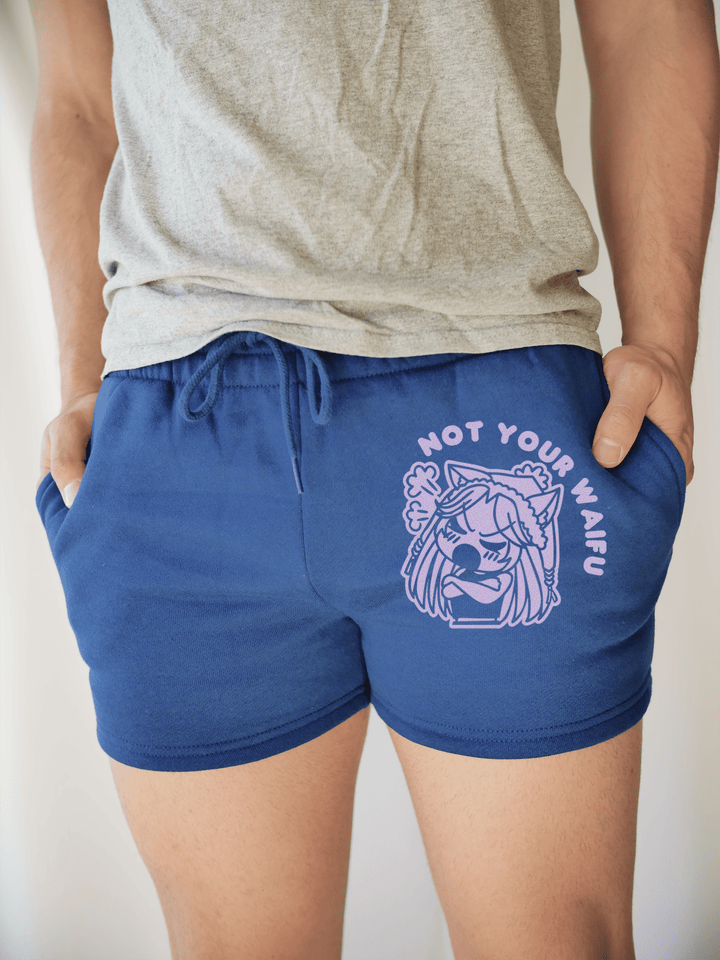 PixelThat Punderwear Shorts Royal Blue / S / Front Not Your Waifu Men's Gym Shorts