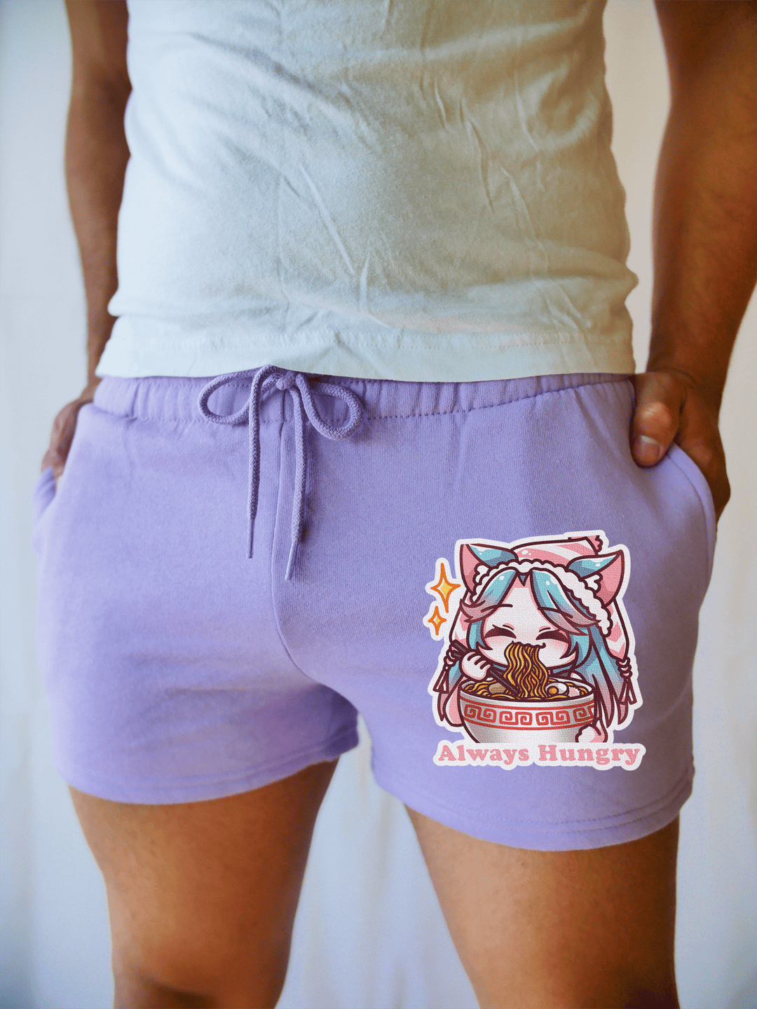 PixelThat Shorts Lavender / S / Front Always Hungry Pixel PJ SweatShorts