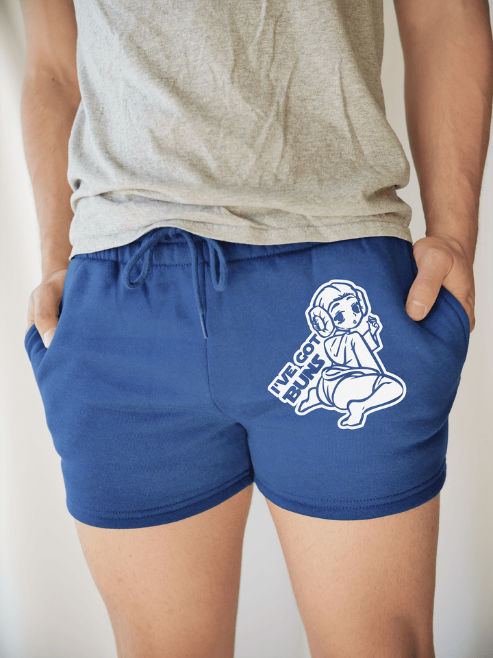 PixelThat Punderwear Shorts Royal Blue / S / Front I've Got Buns Men's Gym Shorts