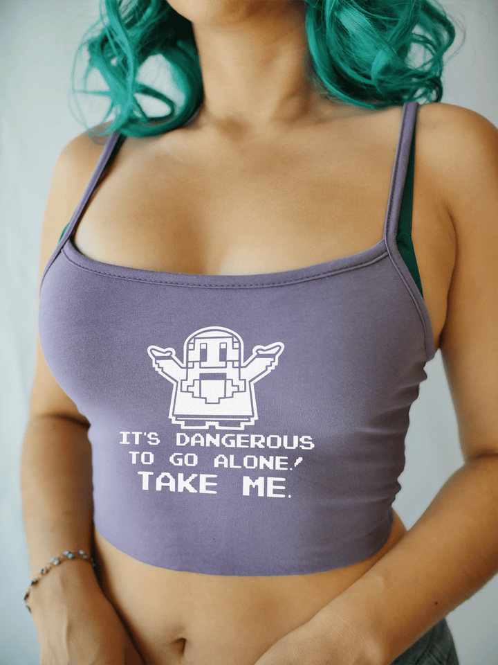 PixelThat Crop Top S / Dusty Lavender Dangerous To Go Alone, Take Me Crop Top