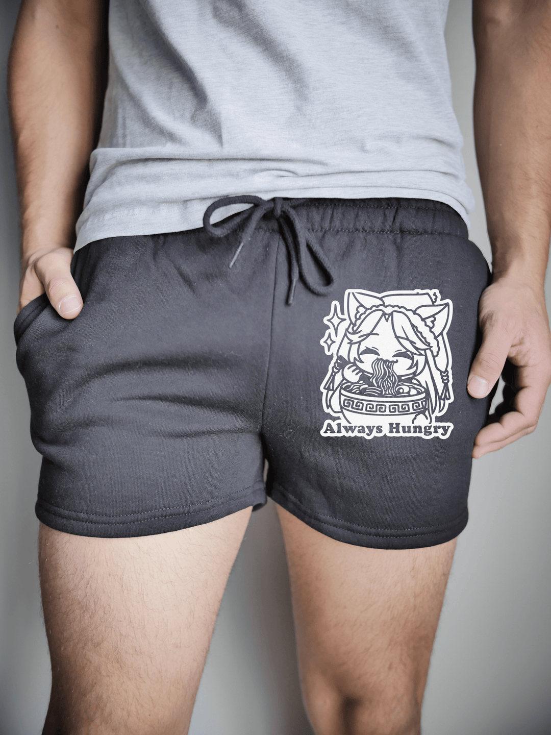 PixelThat Punderwear Shorts Black / S / Front Always Hungry Men's Gym Shorts