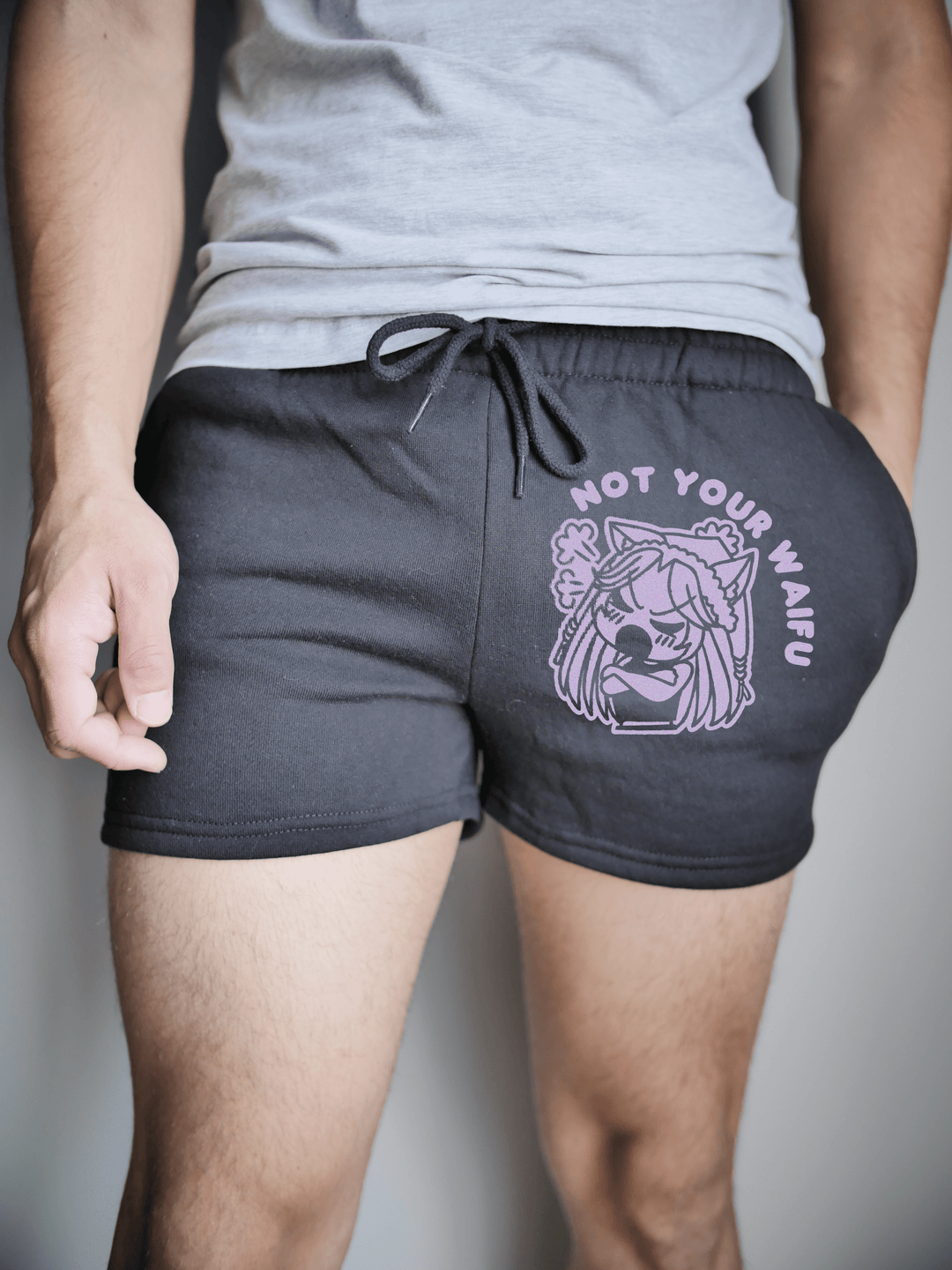 PixelThat Punderwear Shorts Black / S / Front Not Your Waifu Men's Gym Shorts
