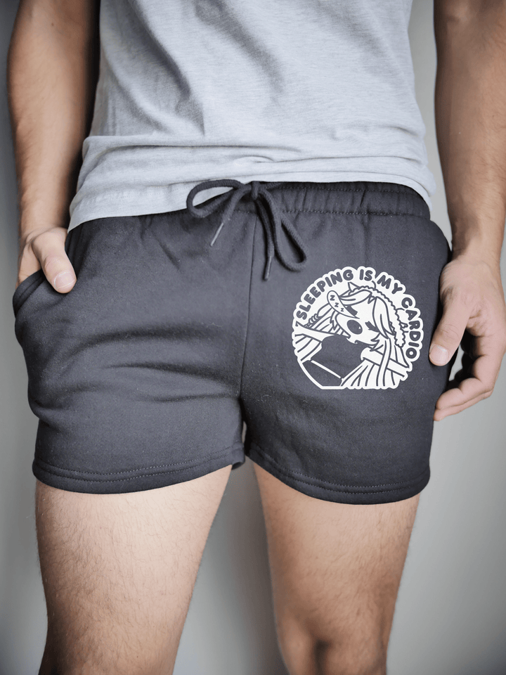 PixelThat Punderwear Shorts Black / S / Front Sleeping Is My Cardio Men's Gym Shorts