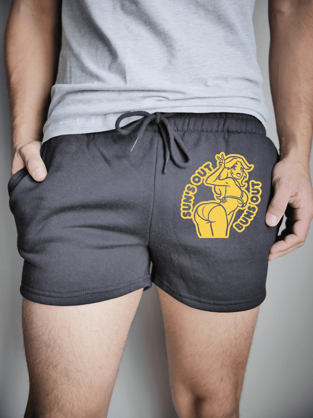 PixelThat Punderwear Shorts Black / S / Front Suns Out Buns Out Men's Gym Shorts