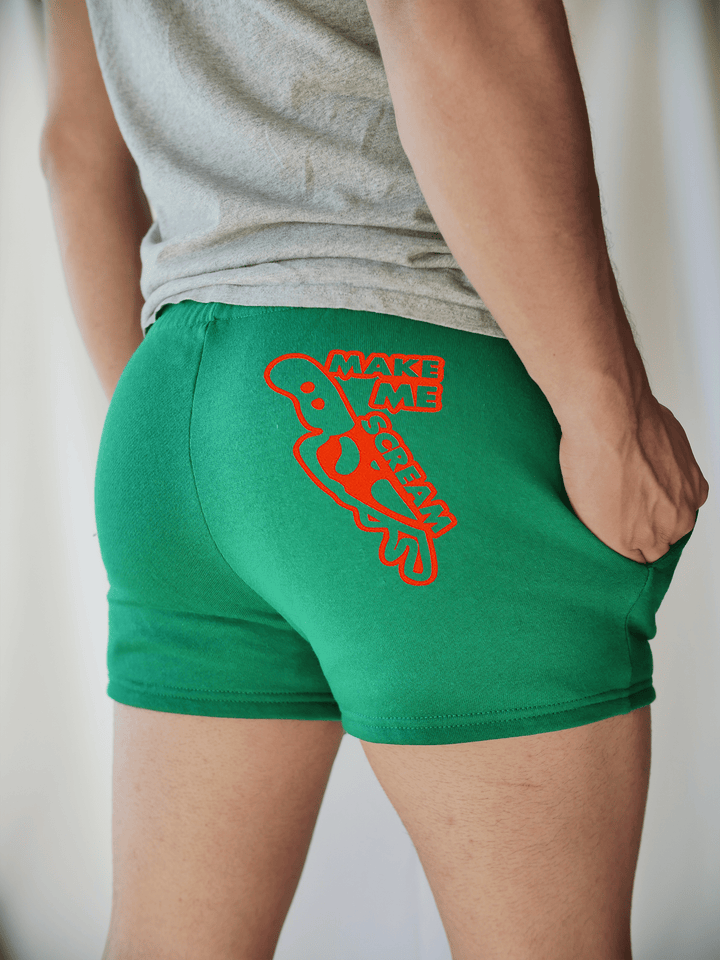 PixelThat Punderwear Shorts Kelly Green / S / Back Make Me Scream Men's Gym Shorts