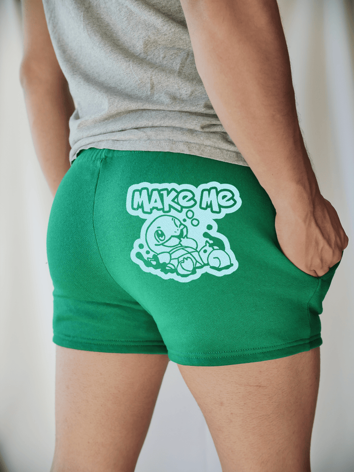PixelThat Punderwear Shorts Kelly Green / S / Back Make Me Squirtle Men's Gym Shorts