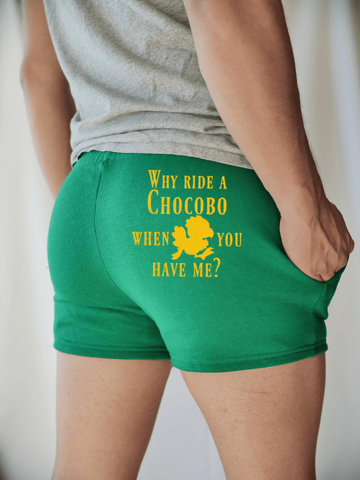 PixelThat Punderwear Shorts Kelly Green / S / Back Why Ride A Chocobo Men's Gym Shorts