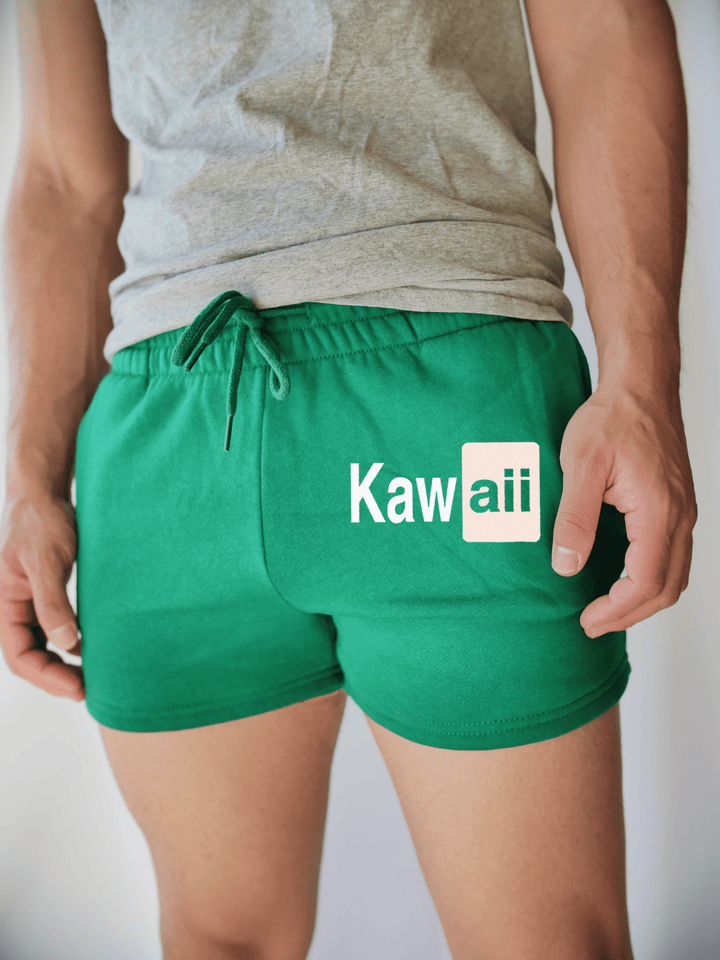 PixelThat Punderwear Shorts Kelly Green / S / Front Kawaii Men's Gym Shorts