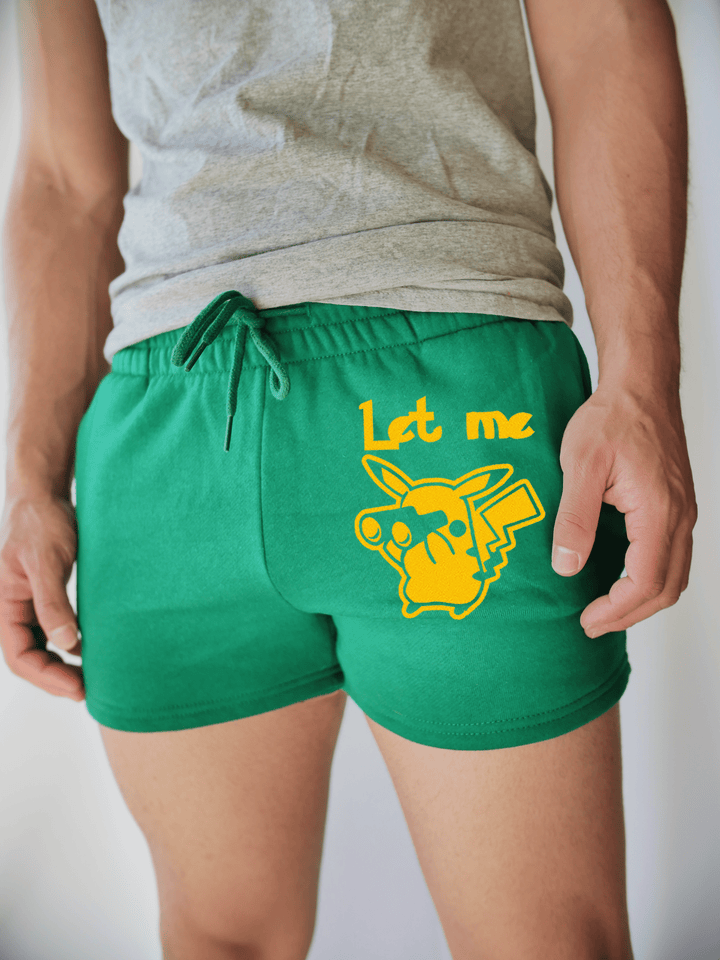 PixelThat Punderwear Shorts Kelly Green / S / Front Let Me Peek-at-chu Men's Gym Shorts