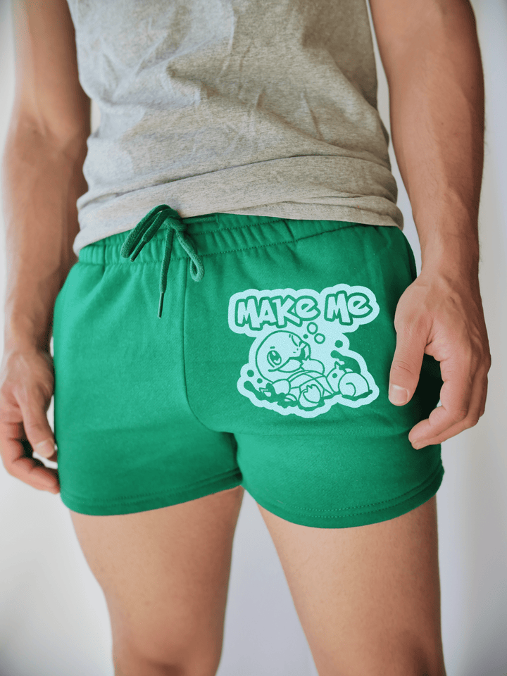 PixelThat Punderwear Shorts Kelly Green / S / Front Make Me Squirtle Men's Gym Shorts