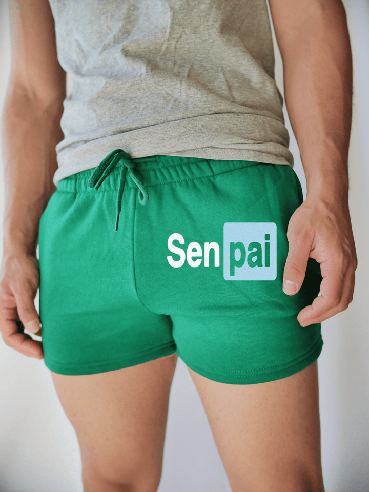 PixelThat Punderwear Shorts Kelly Green / S / Front Senpai Men's Gym Shorts