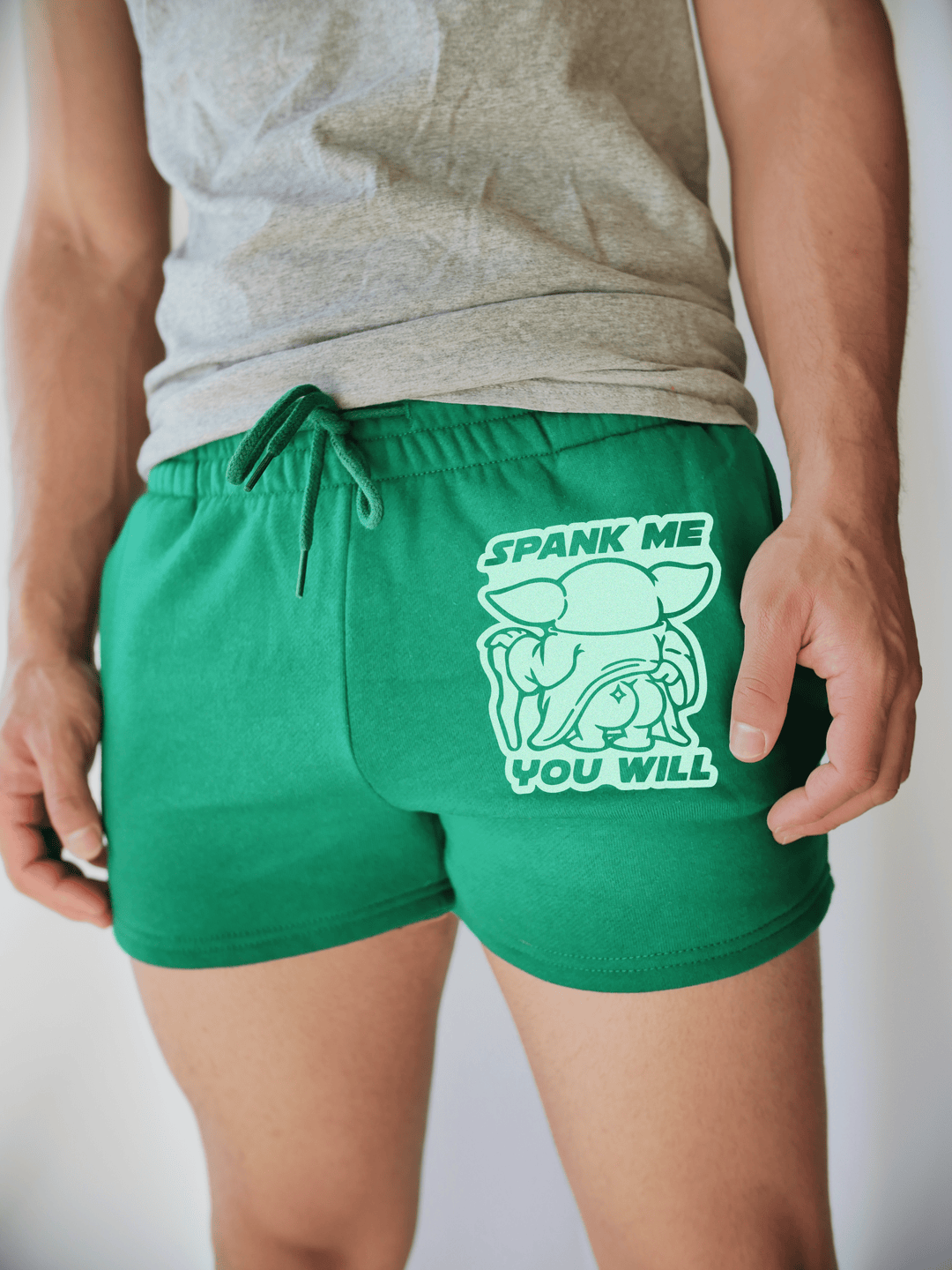 PixelThat Punderwear Shorts Kelly Green / S / Front Spank Me You Will Men's Gym Shorts