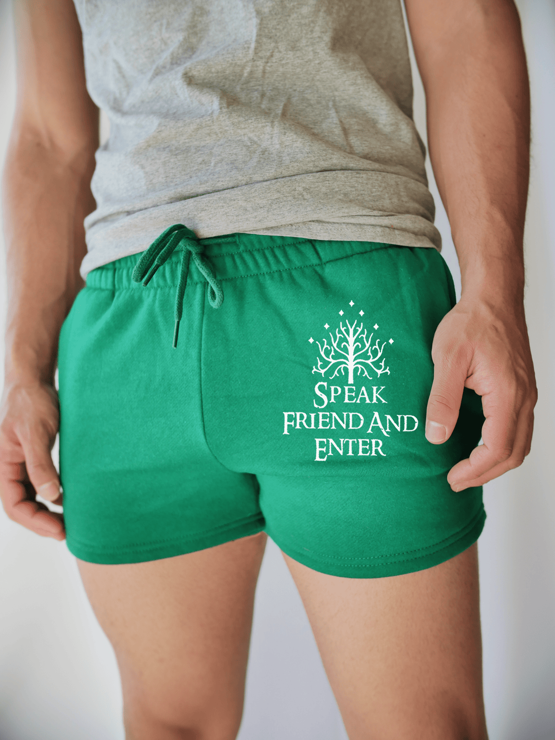PixelThat Punderwear Shorts Kelly Green / S / Front Speak Friend And Enter Men's Gym Shorts
