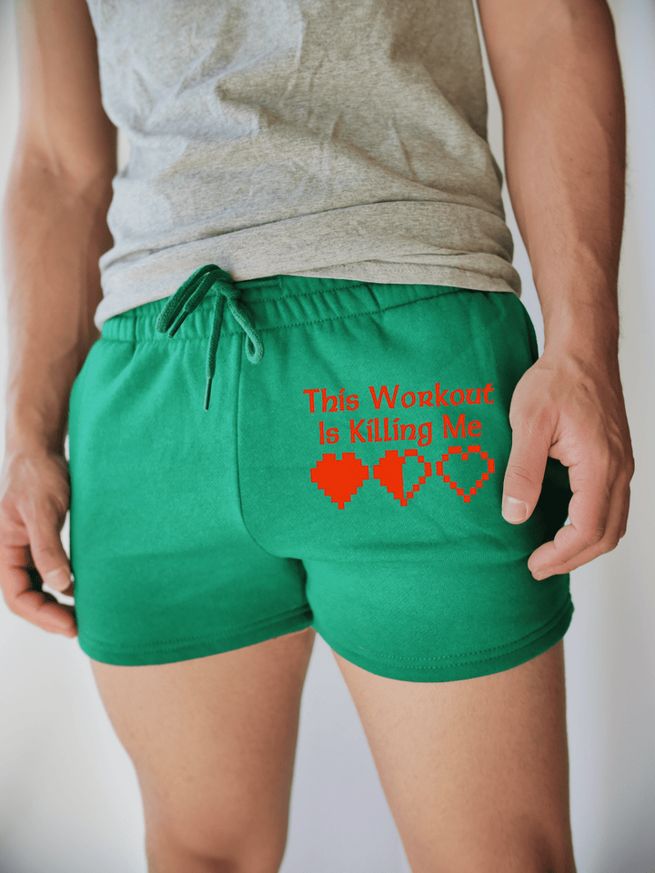 PixelThat Punderwear Shorts Kelly Green / S / Front This Workout Is Killing Me Men's Gym Shorts