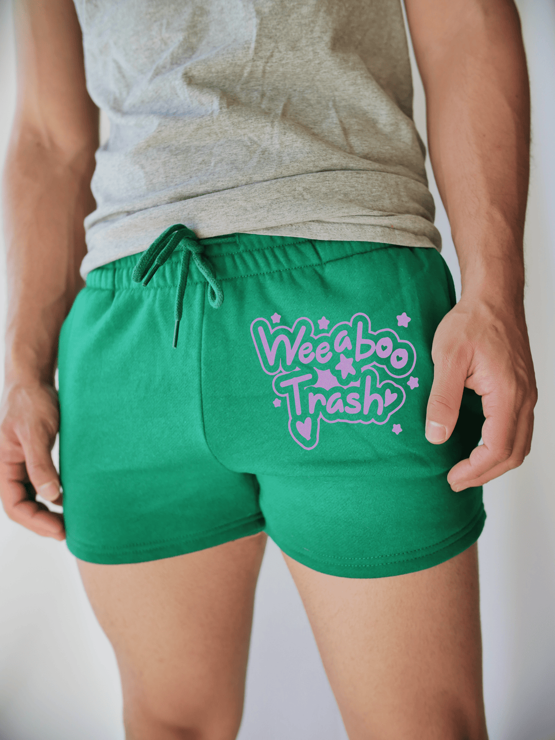 PixelThat Punderwear Shorts Kelly Green / S / Front Weeaboo Trash Men's Gym Shorts