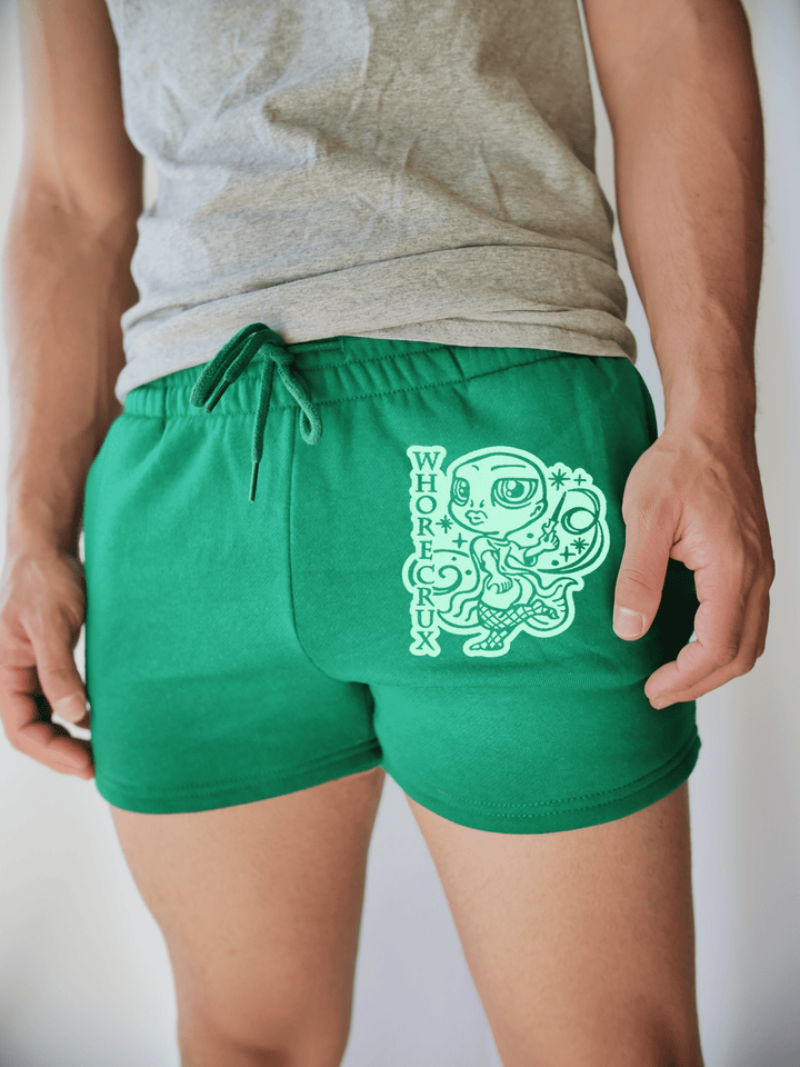 PixelThat Punderwear Shorts Kelly Green / S / Front Whorecrux Men's Gym Shorts