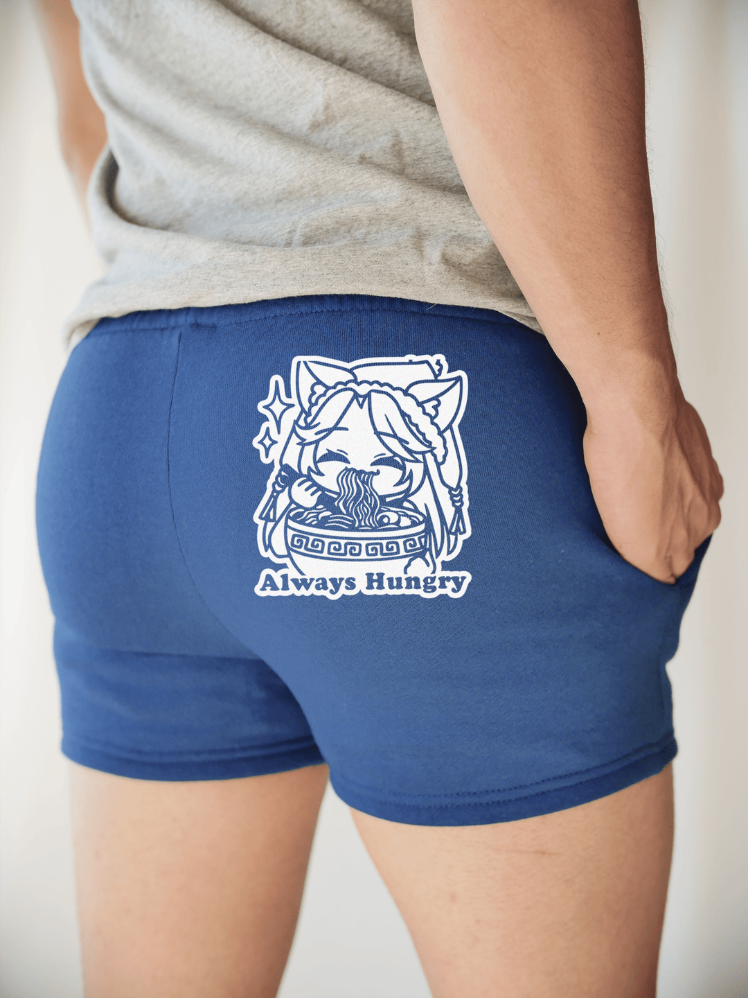 PixelThat Punderwear Shorts Royal Blue / S / Back Always Hungry Men's Gym Shorts