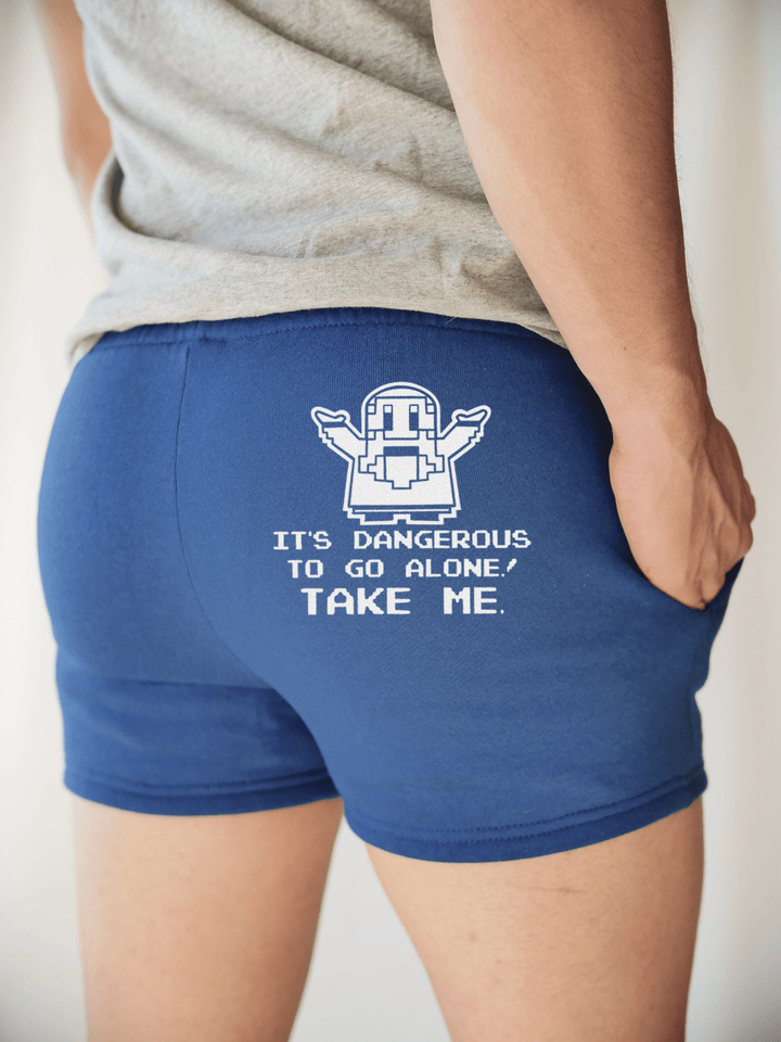 PixelThat Punderwear Shorts Royal Blue / S / Back It's Dangerous, Take Me Men's Gym Shorts