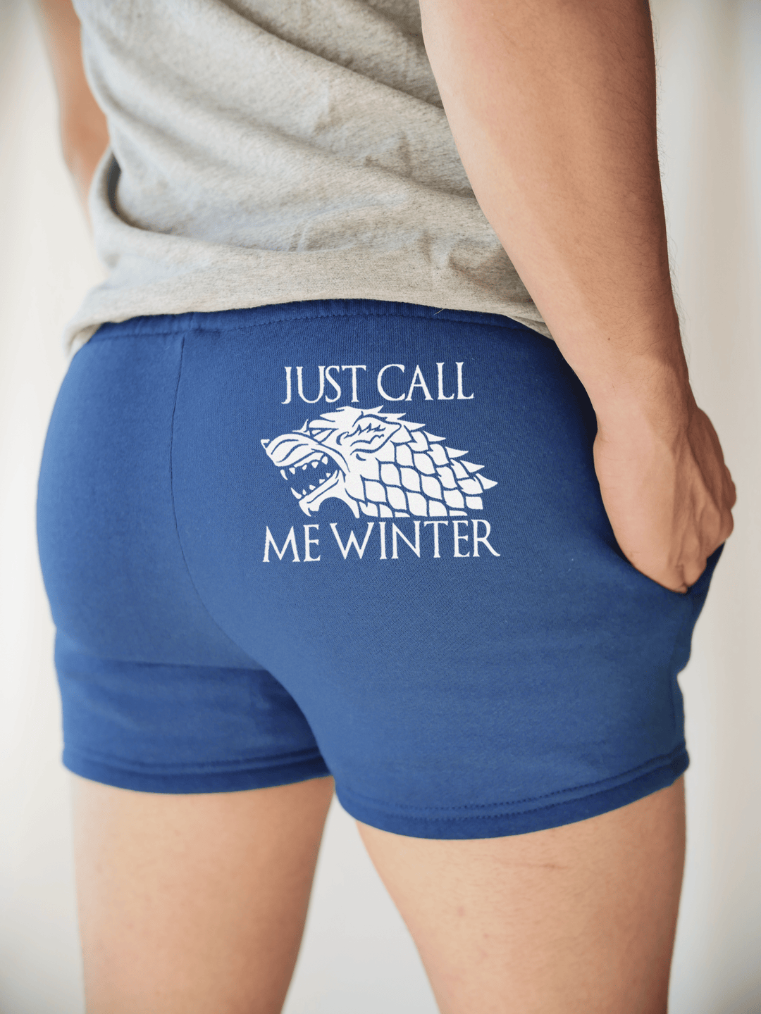 PixelThat Punderwear Shorts Royal Blue / S / Back Just Call Me Winter Men's Gym Shorts