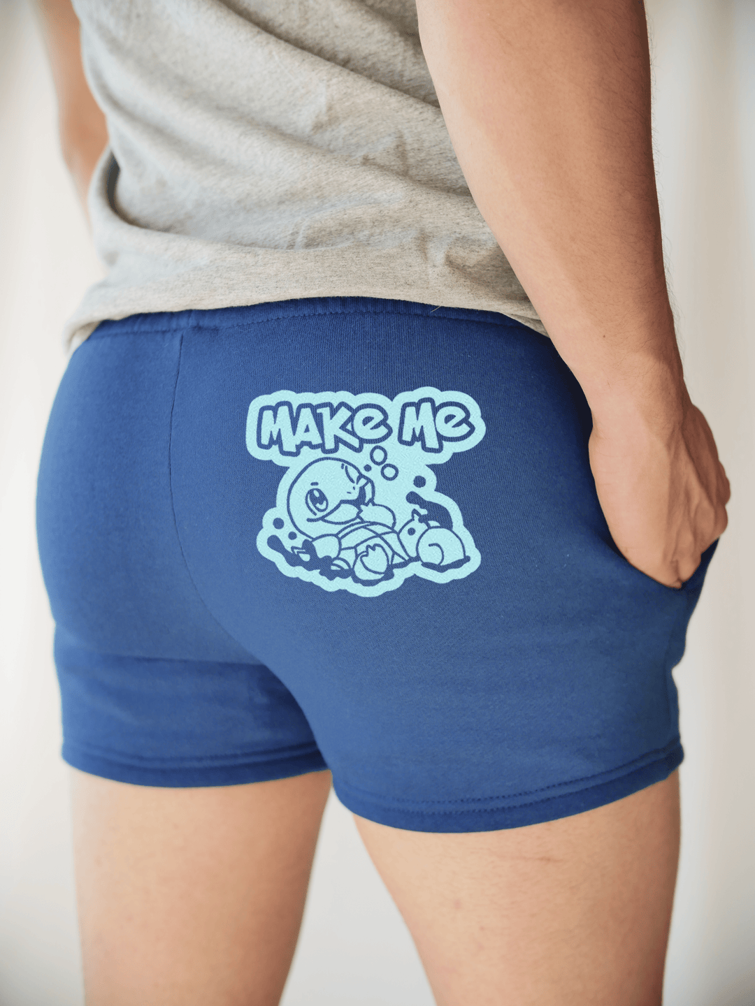 PixelThat Punderwear Shorts Royal Blue / S / Back Make Me Squirtle Men's Gym Shorts