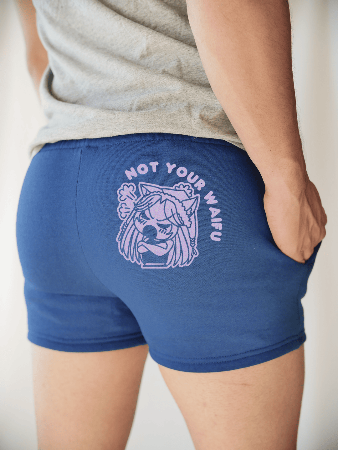 PixelThat Punderwear Shorts Royal Blue / S / Back Not Your Waifu Men's Gym Shorts