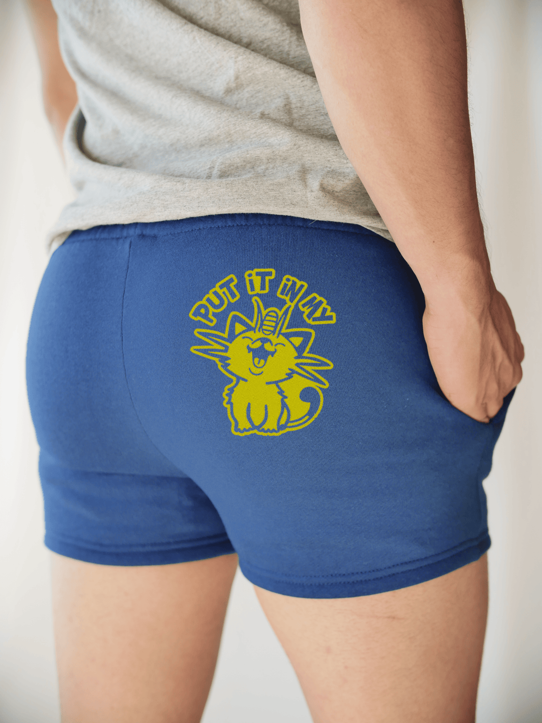 PixelThat Punderwear Shorts Royal Blue / S / Back Put It In My Meowth Men's Gym Shorts