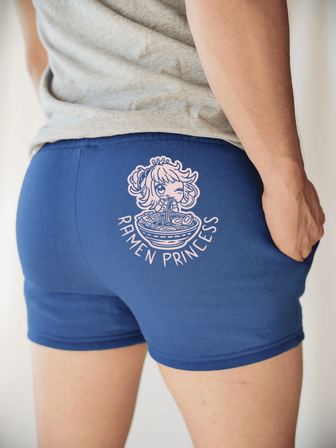 PixelThat Punderwear Shorts Royal Blue / S / Back Ramen Princess Men's Gym Shorts