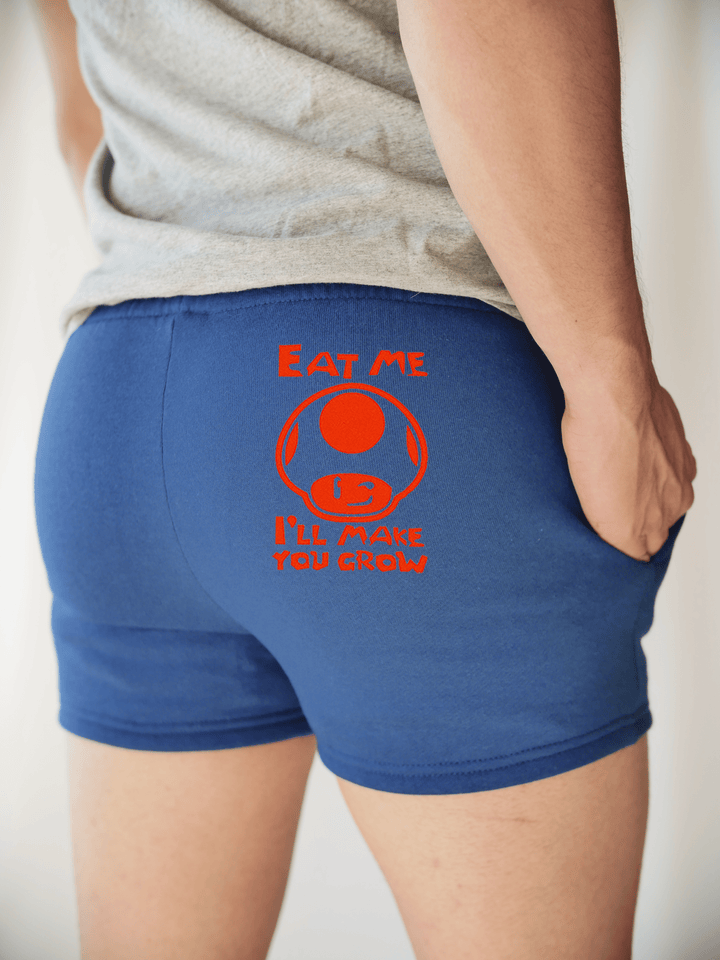 PixelThat Punderwear Shorts Royal Blue / S / Back Red Mushroom Men's Gym Shorts