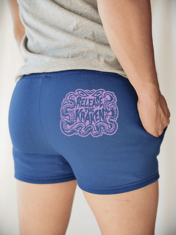 PixelThat Punderwear Shorts Royal Blue / S / Back Release The Kraken Men's Gym Shorts