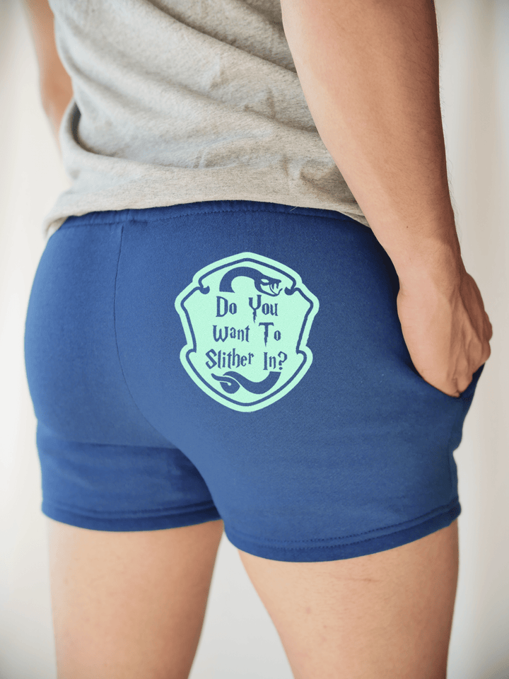 PixelThat Punderwear Shorts Royal Blue / S / Back Slither In? Men's Gym Shorts