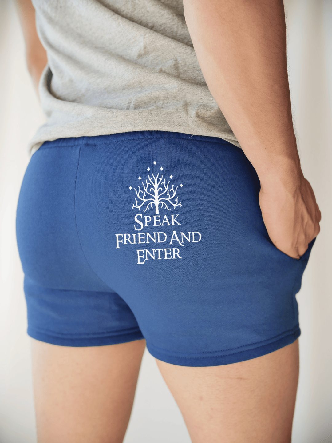 PixelThat Punderwear Shorts Royal Blue / S / Back Speak Friend And Enter Men's Gym Shorts