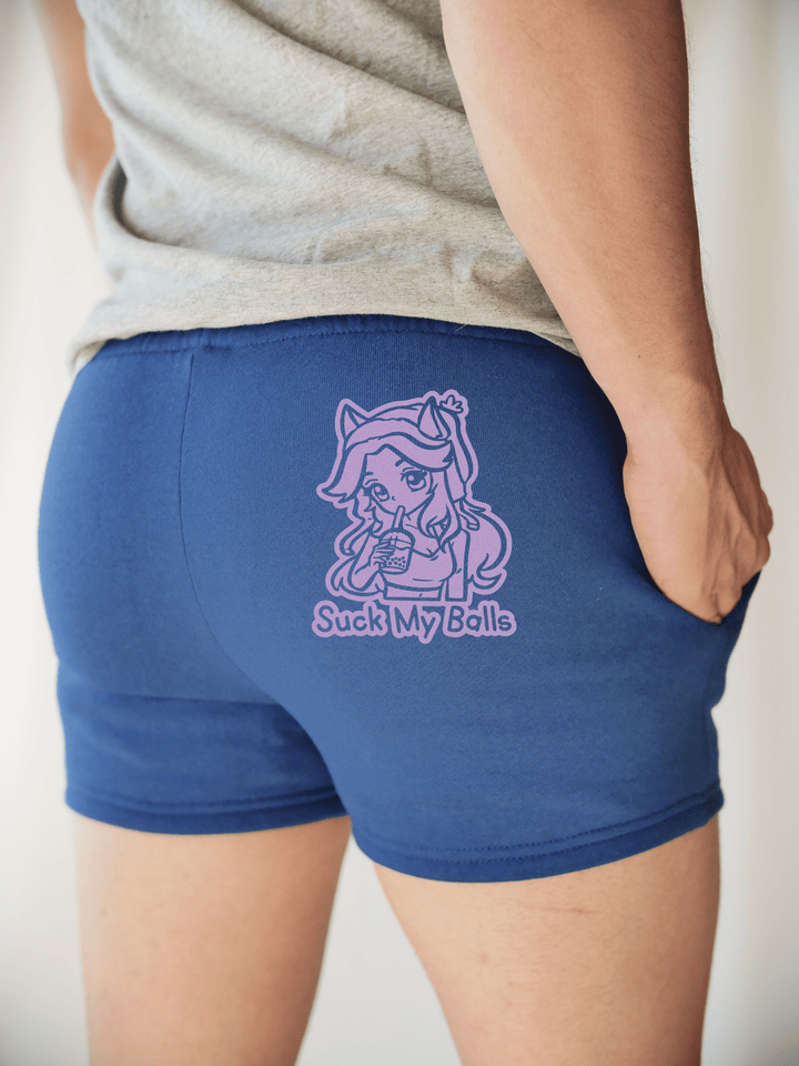 PixelThat Punderwear Shorts Royal Blue / S / Back Suck My Balls Men's Gym Shorts