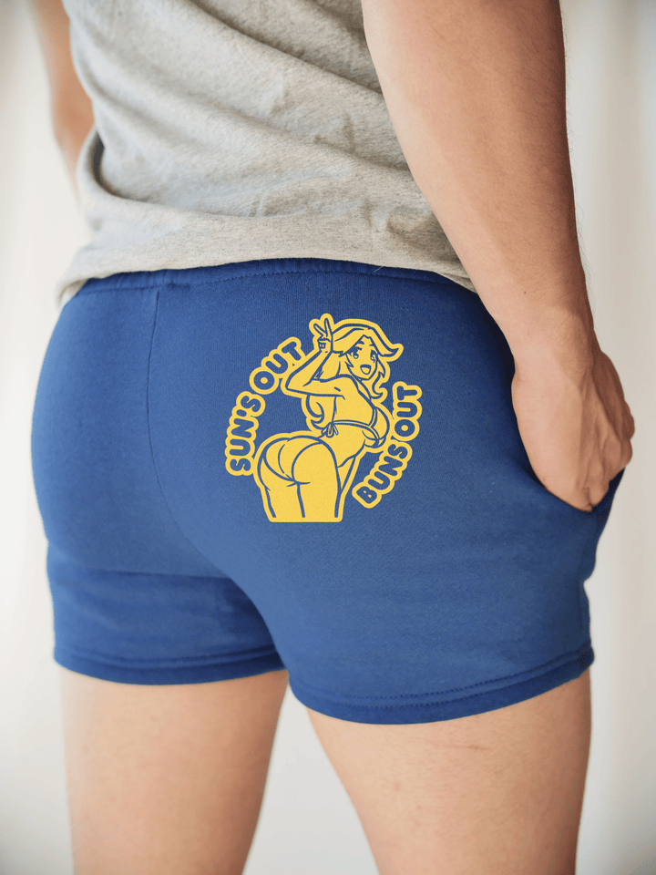PixelThat Punderwear Shorts Royal Blue / S / Back Suns Out Buns Out Men's Gym Shorts