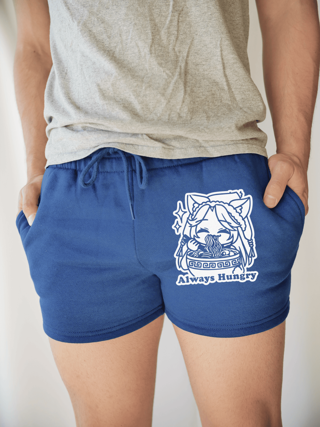 PixelThat Punderwear Shorts Royal Blue / S / Front Always Hungry Men's Gym Shorts