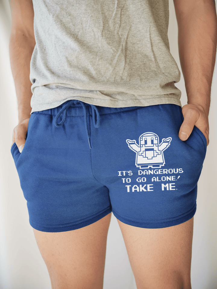 PixelThat Punderwear Shorts Royal Blue / S / Front It's Dangerous, Take Me Men's Gym Shorts
