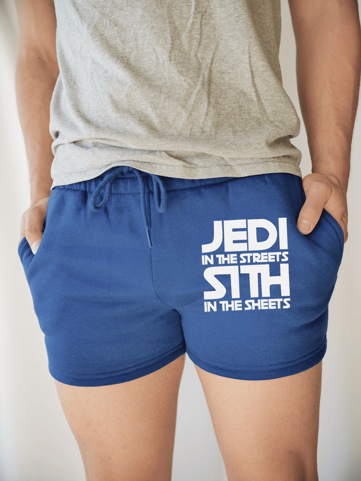 PixelThat Punderwear Shorts Royal Blue / S / Front Jedi In The Streets Men's Gym Shorts