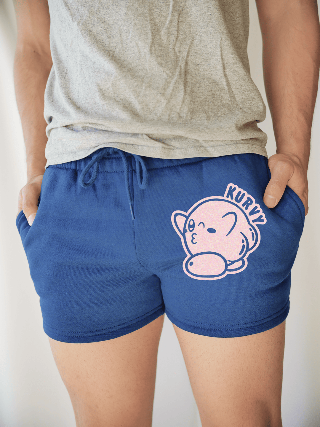 PixelThat Punderwear Shorts Royal Blue / S / Front Kurvy Men's Gym Shorts