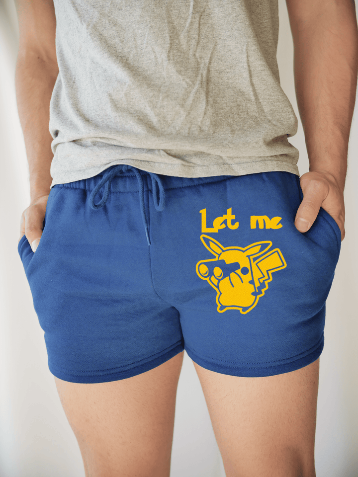 PixelThat Punderwear Shorts Royal Blue / S / Front Let Me Peek-at-chu Men's Gym Shorts