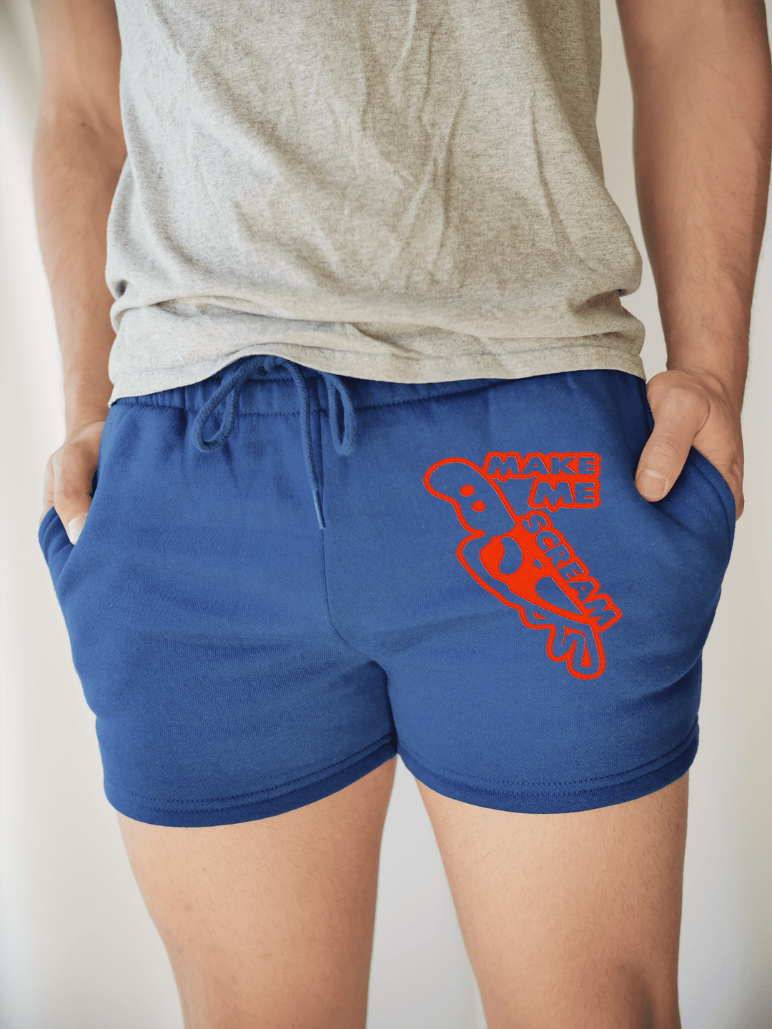 PixelThat Punderwear Shorts Royal Blue / S / Front Make Me Scream Men's Gym Shorts