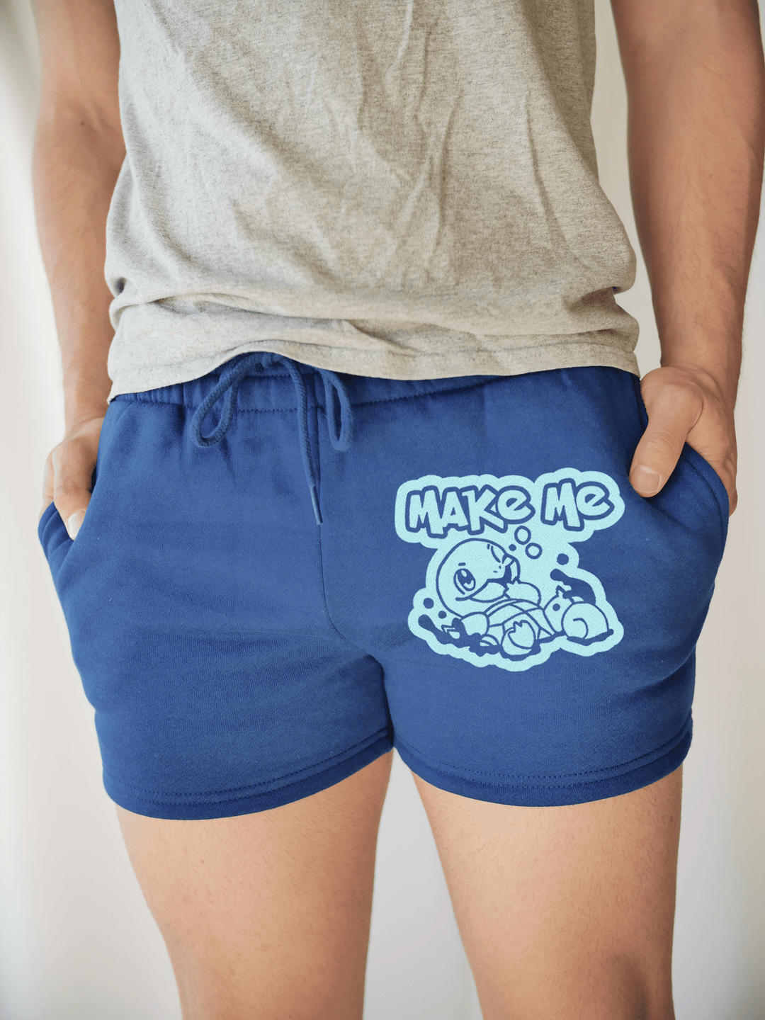 PixelThat Punderwear Shorts Royal Blue / S / Front Make Me Squirtle Men's Gym Shorts