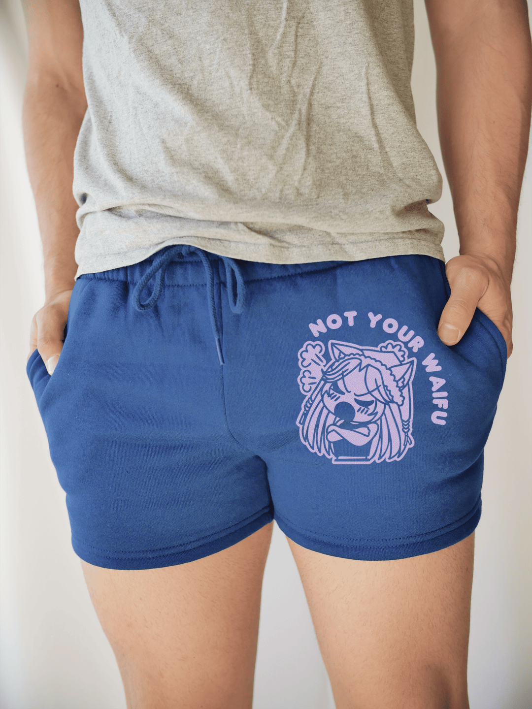 PixelThat Punderwear Shorts Royal Blue / S / Front Not Your Waifu Men's Gym Shorts