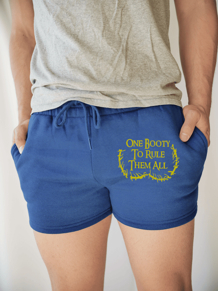 PixelThat Punderwear Shorts Royal Blue / S / Front One Booty To Rule Them All Men's Gym Shorts