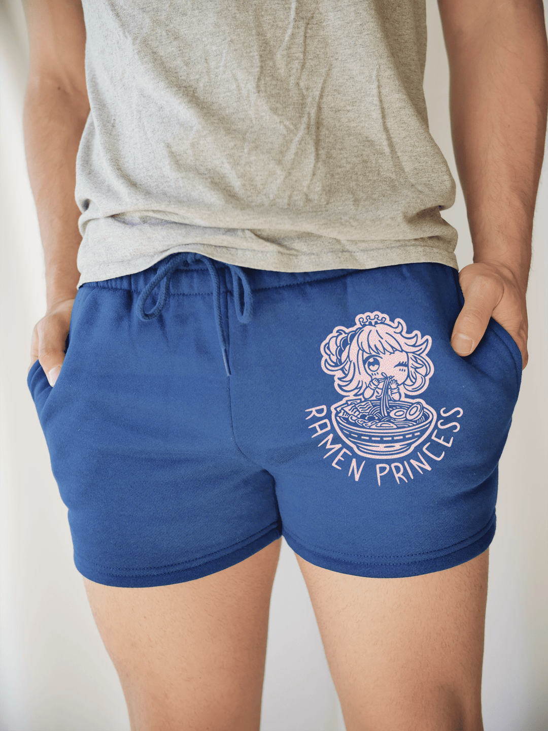 PixelThat Punderwear Shorts Royal Blue / S / Front Ramen Princess Men's Gym Shorts