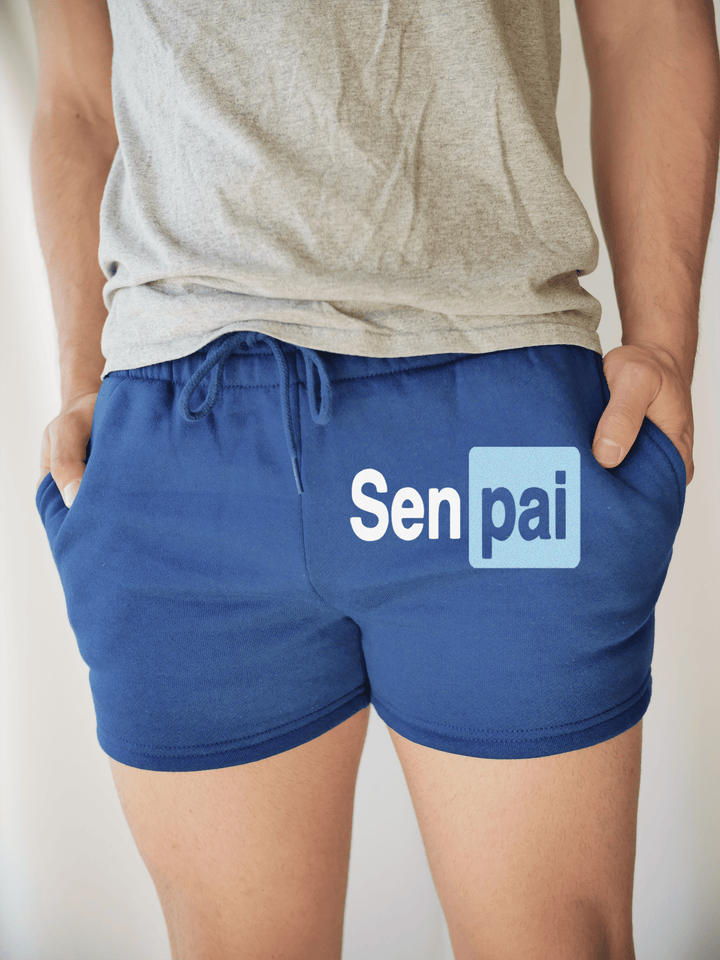 PixelThat Punderwear Shorts Royal Blue / S / Front Senpai Men's Gym Shorts