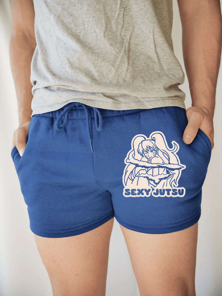 PixelThat Punderwear Shorts Royal Blue / S / Front Sexy Jutsu Men's Gym Shorts