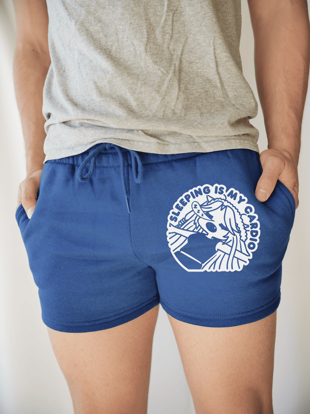 PixelThat Punderwear Shorts Royal Blue / S / Front Sleeping Is My Cardio Men's Gym Shorts
