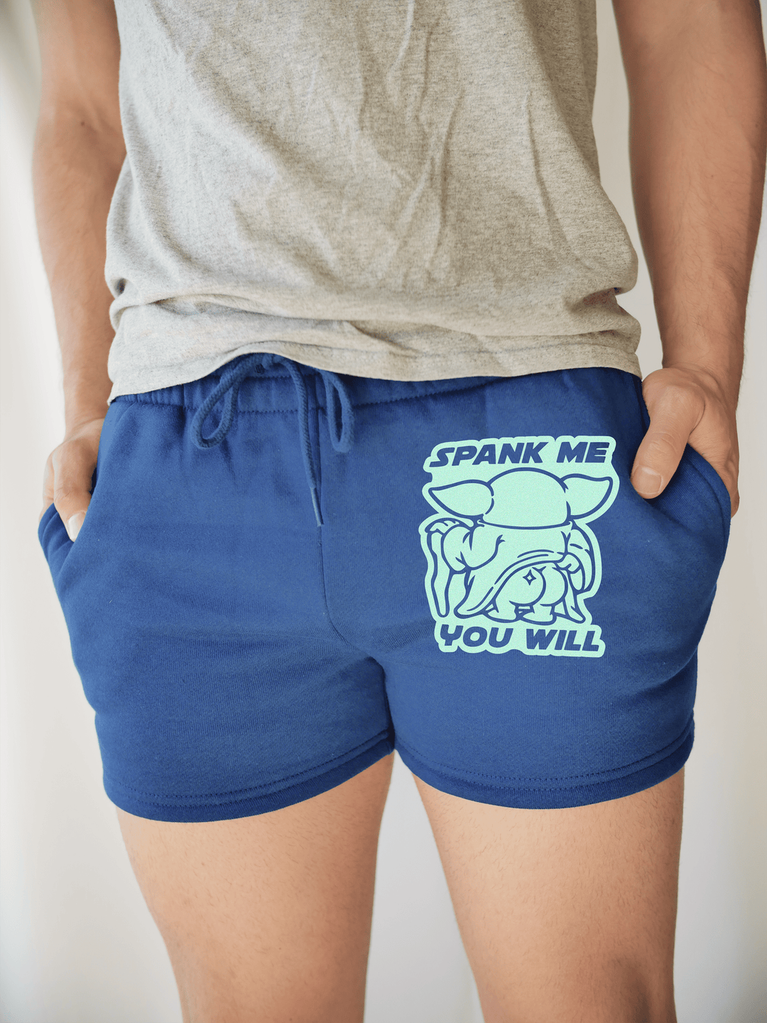 PixelThat Punderwear Shorts Royal Blue / S / Front Spank Me You Will Men's Gym Shorts