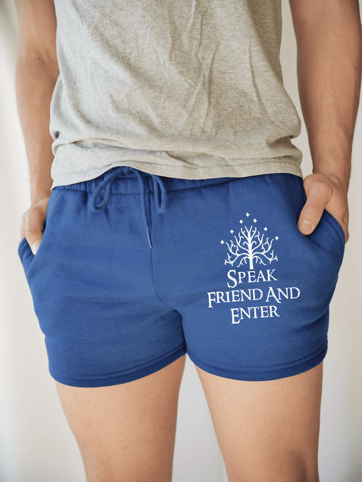 PixelThat Punderwear Shorts Royal Blue / S / Front Speak Friend And Enter Men's Gym Shorts