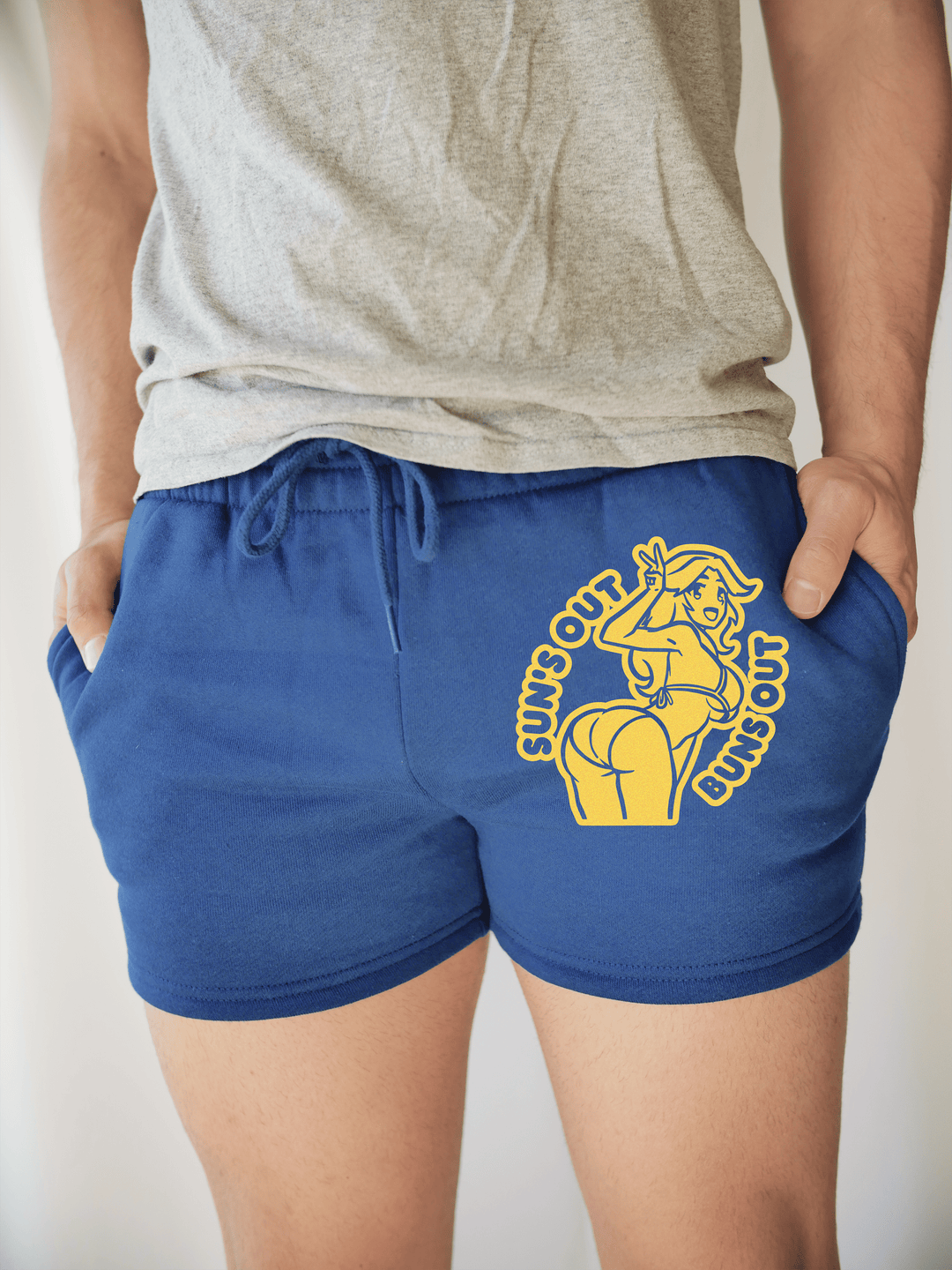 PixelThat Punderwear Shorts Royal Blue / S / Front Suns Out Buns Out Men's Gym Shorts